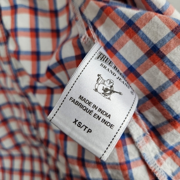 True Religion Plaid Snap Button Front Women’s Pocket Top XS - Picture 6 of 8